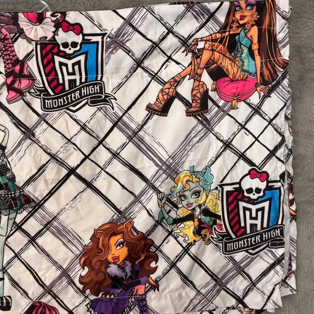 Monster High Window Valance Extra Long 139x20 Frankie Stein Clawdeen Wolf Plaid